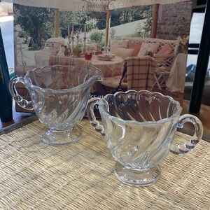 vintage Fostoria Colon pattern cream & sugar set, crystal clear elegant glass